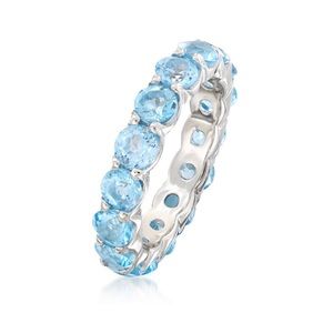 4.50ct Ross Simons Blue Topaz Silver Eternity Ring